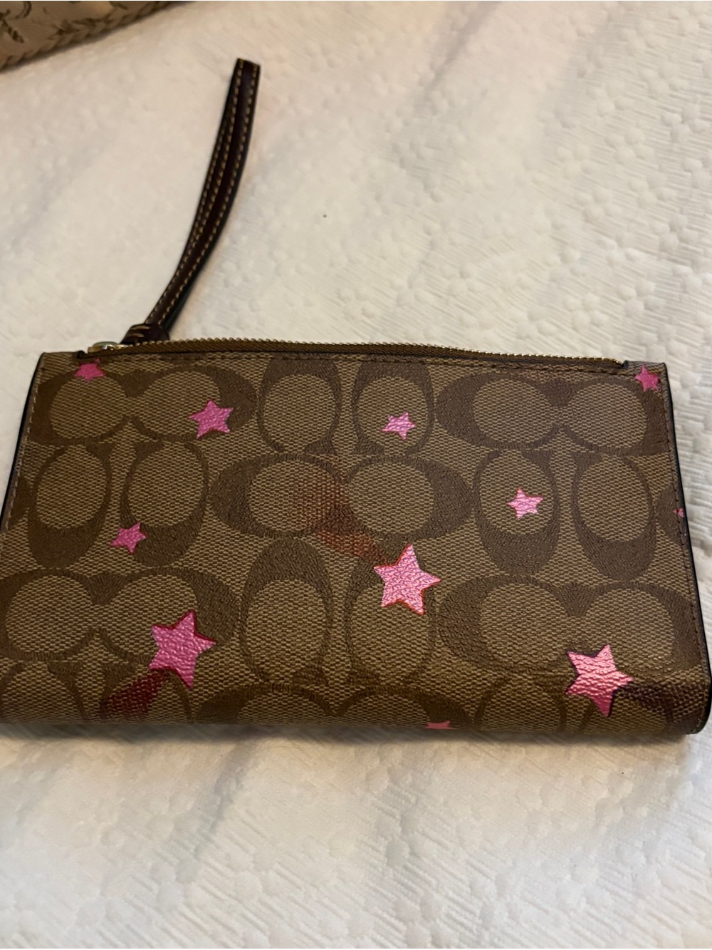 Coach Khaki Signature Disco Star Wristlet - Picture 4 of 7